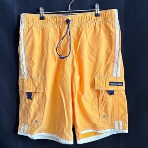 Abercrombie & Fitch Y2K Mens Orange Cargo Board Shorts Size L Vintage Boy Band
